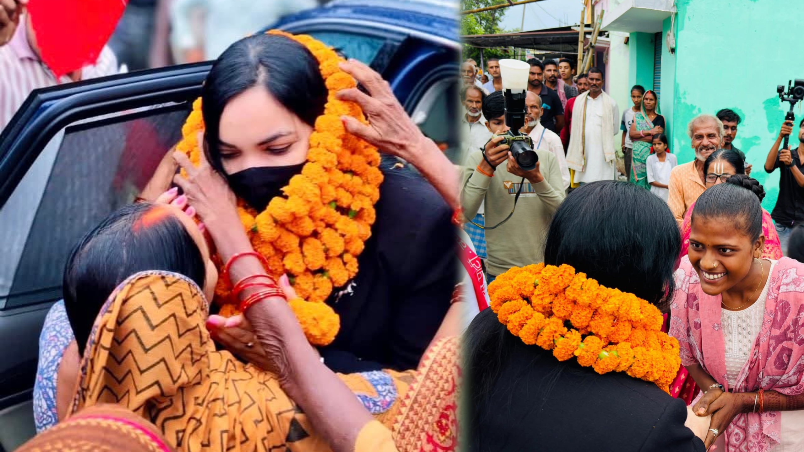 Pushpam Priya Chaudhary giving speech at Plurals Party event