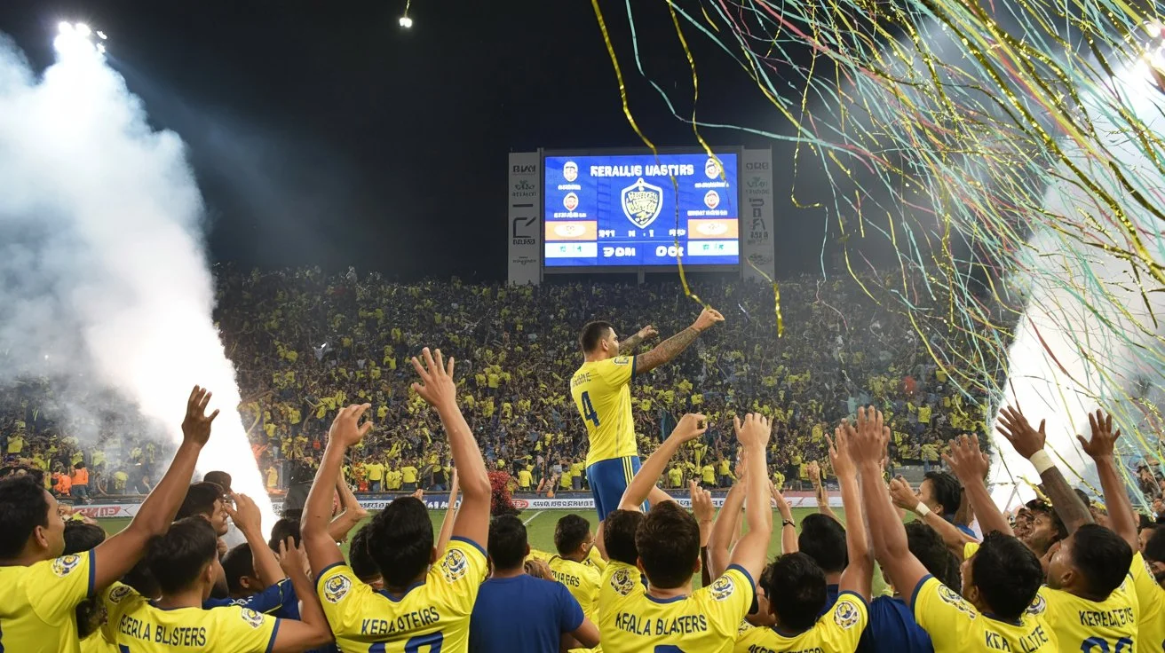 Kerala Blasters vs Sporting Delhi 2025 Super Cup Match Celebration