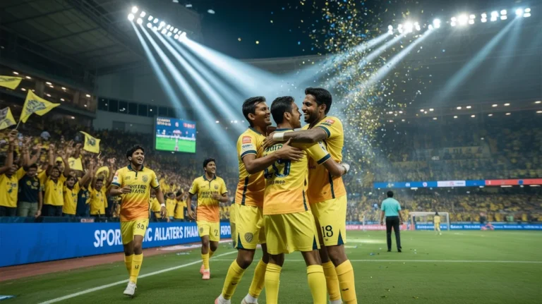 Kerala Blasters vs Sporting Delhi 2025 Super Cup Match Celebration