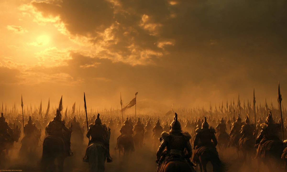 Mahayudh 2026 Epic Indian Historical War Movie Poster with Warriors, Battlefield and Cinematic Lighting